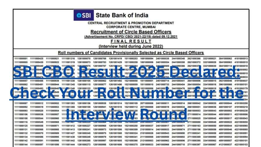 SBI CBO Result 2025 Declared